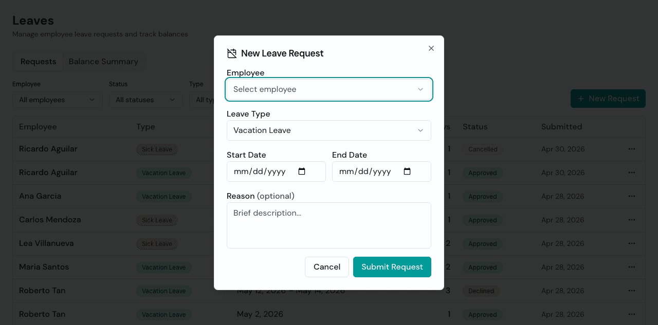 Leave Requests That Say What Kind of Leave
