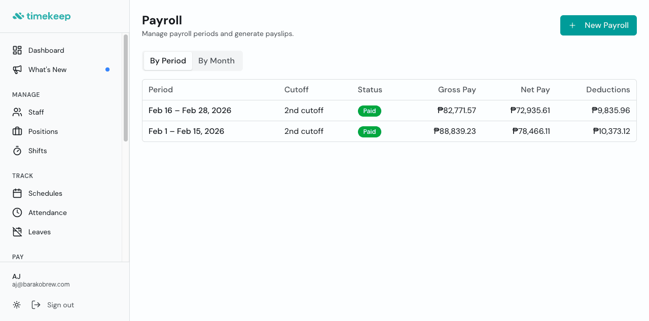 How to run payroll in Timekeep from start to finish