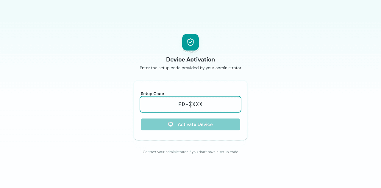 Device Activation form on the portal