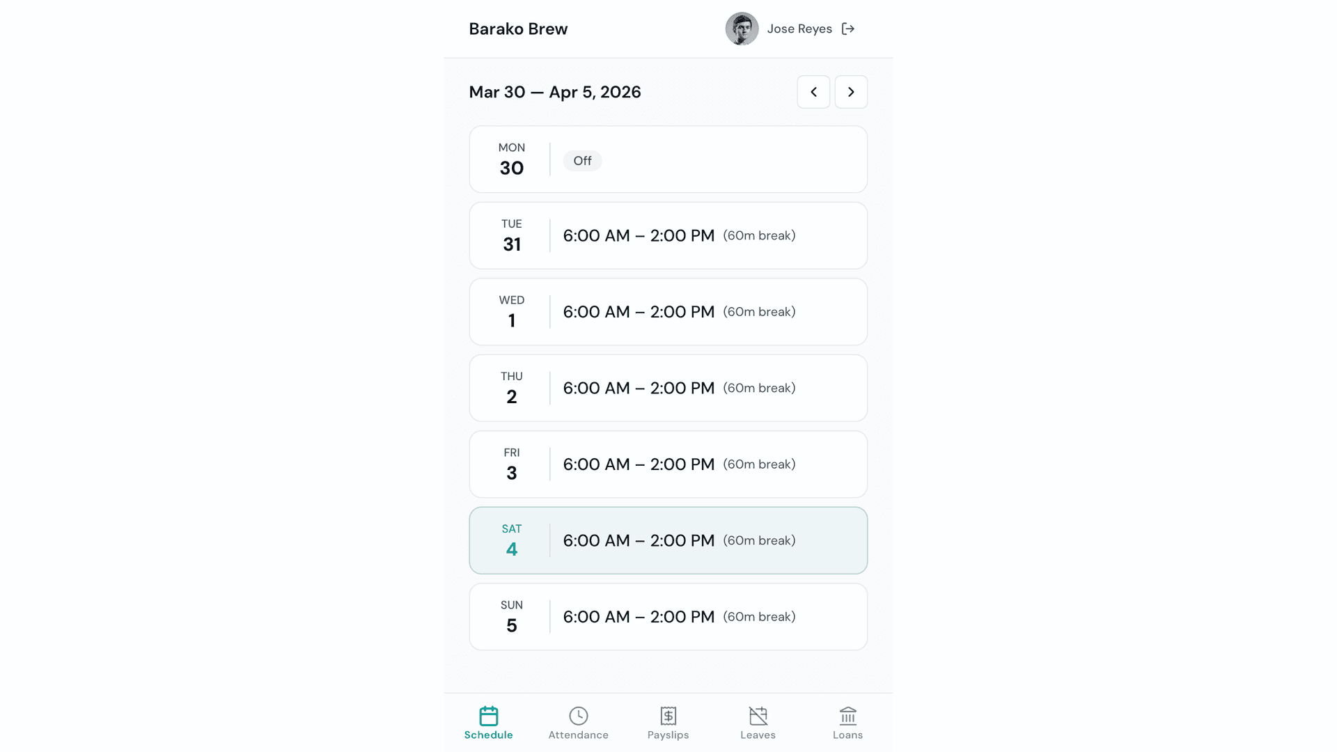Let your team check their own schedules and payslips