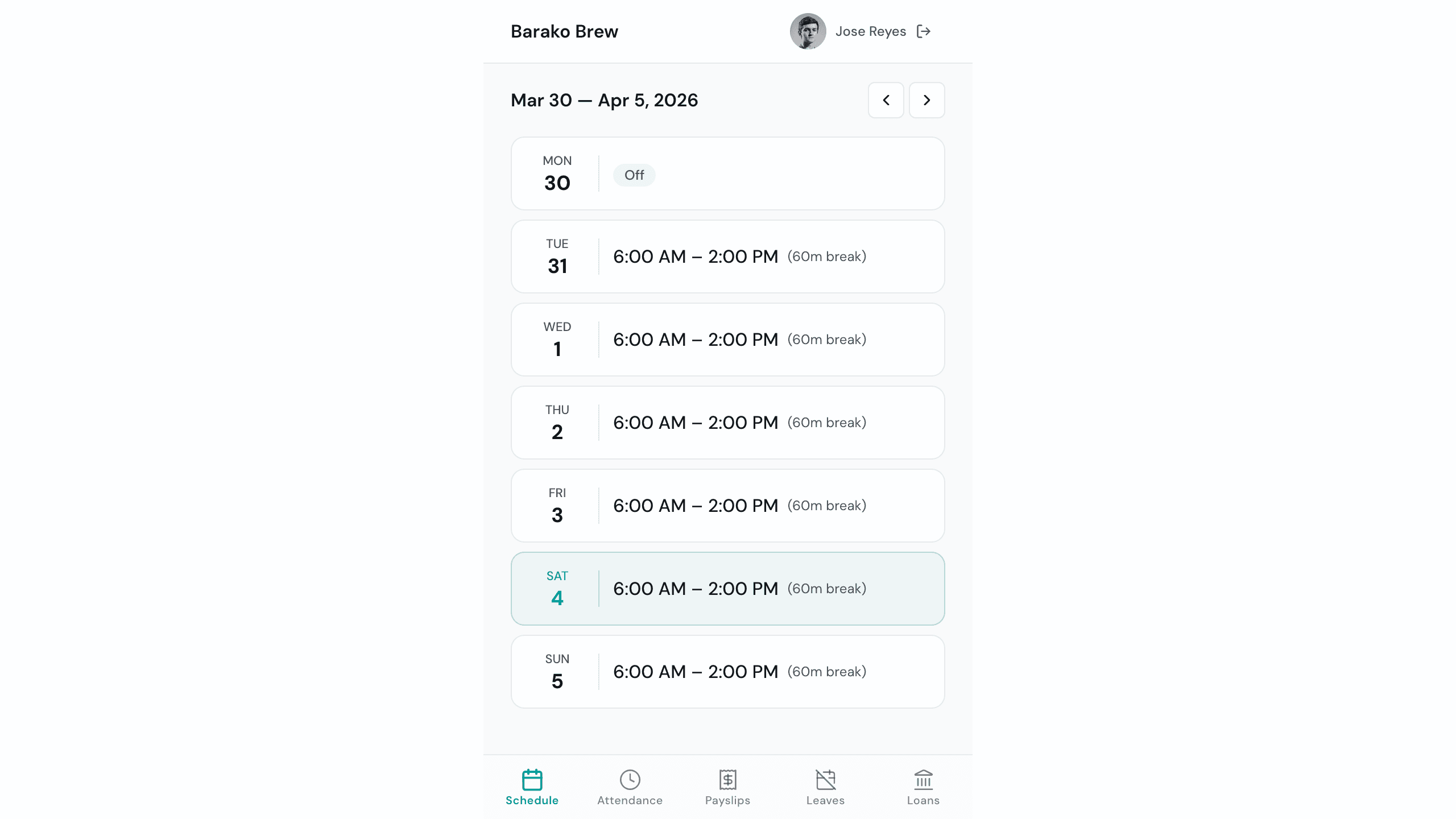 Let your team check their own schedules and payslips